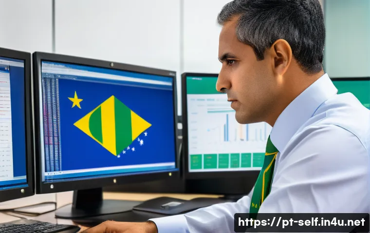 자치행정사 연봉 비교 - A professional Brazilian public administrator in a modern government office, wearing formal business...