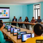Home 18 자치행정사 직무 사례 연구 - A vibrant city hall meeting room in a Brazilian municipality, diverse group of local government offi...